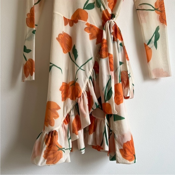 Ganni Tilden Mesh Wrap Dress in Vanilla Ice - Picture 6 of 16